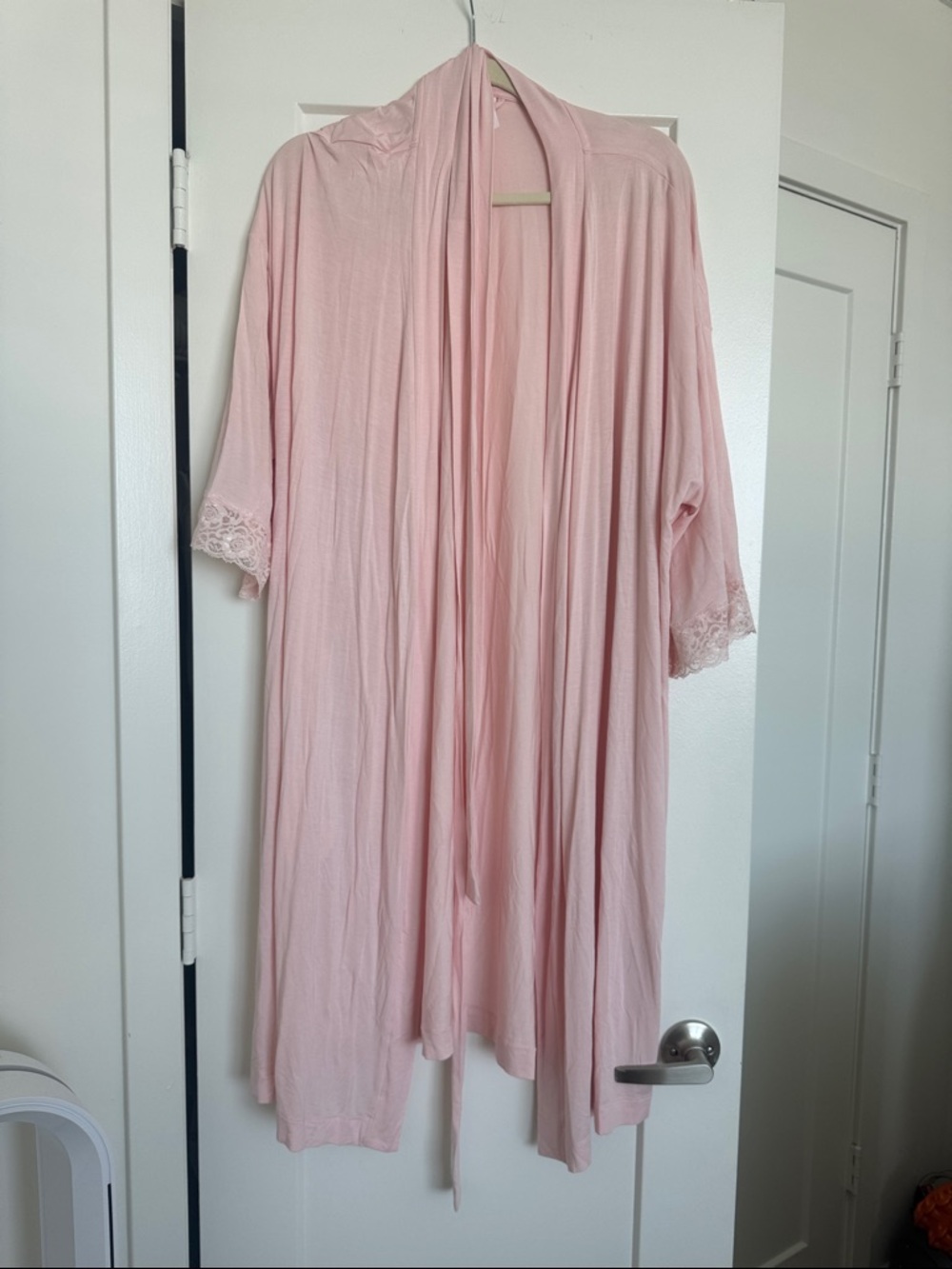 GAP Maternity Light Pink Lace-Trim Lounge Robe